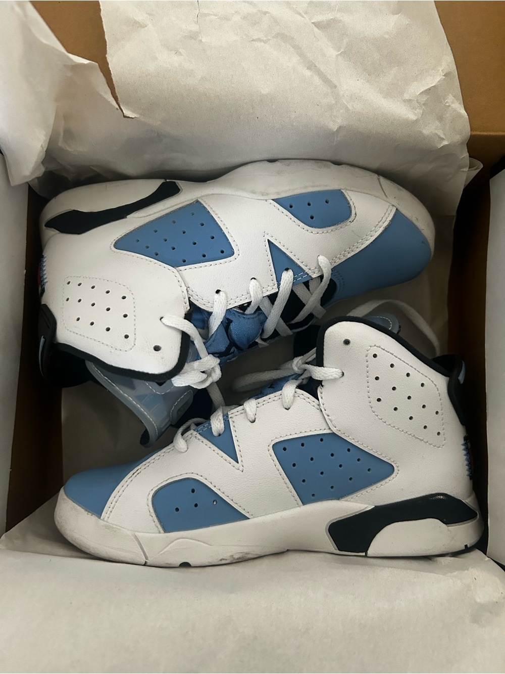 Jordan 6 UNC North Carolina White Blue Black Shoes Ps 2Y Nike